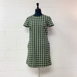Green check shift dress