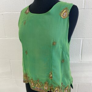 Silk green embellished top