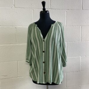 Faith & Joy Los Angeles green stripe blouse