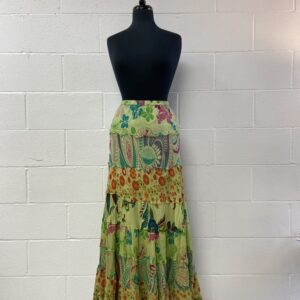 Green floral maxi skirt