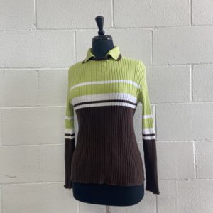 Energie green and brown ribbed top